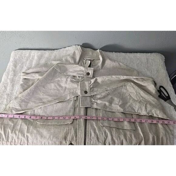 Future Collective x Jenny K Lopez Linen Utility Beige Tan Zip Up 2X Neutral Chic - Picture 6 of 9